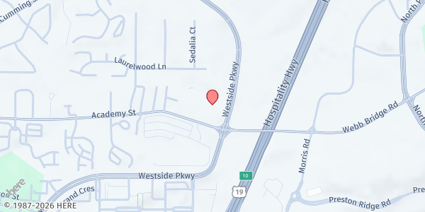 Map showing St. James United Methodist Church at 3000 Webb Bridge Rd, Alpharetta, GA