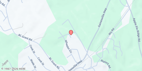Map showing Ballew House Outreach at 520 Wheeler Circle, Alto, GA