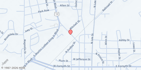 Map showing Harvest of Hope Food Pantry at 606 McGarrah Street, Americus, GA