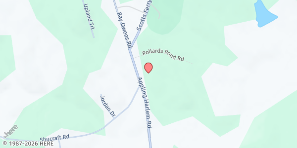 Map showing Columbia County Cares Food Pantry at 1959 Appling Harlem Rd., Appling, GA