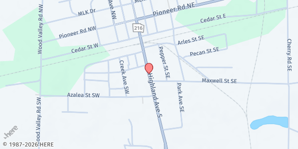 Map showing Arlington Baptist Church at 17382 Highland Ave. S., Arlington, GA
