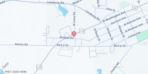 Map showing New Mt. Olive Baptist Church at 1007 W. Washington Ave., Ashburn, GA