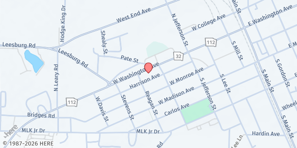 Map showing New Providence Missionary Baptist Church at 531 West Washington Avenue, Ashburn, GA