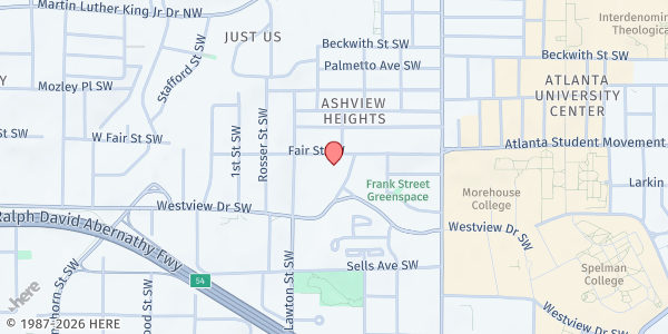 Map showing M. Agnes Jones Elementary School at 1040 Fair Street Southwest, Ashview Heights, GA