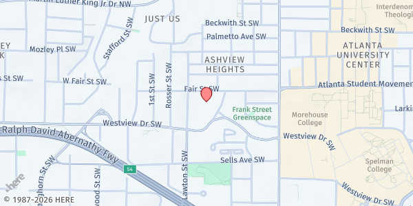 Map showing M. Agnes Jones Elementary School at 1040 Fair Street Southwest, Ashview Heights, GA
