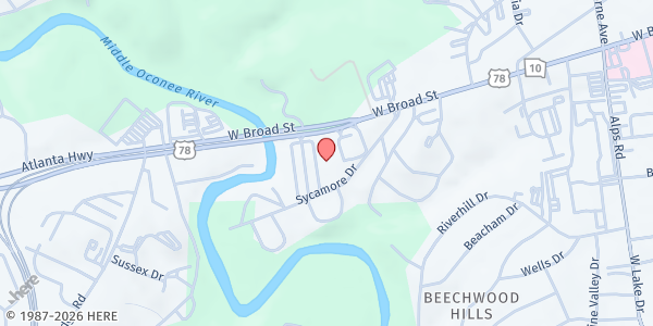 Map showing AIDS Athen (Live Forward) at 2500 West Broad Street - Suite 310, Athens, GA