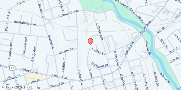 Map showing Athens Community Council on Aging at 135 Hoyt St., Athens, GA