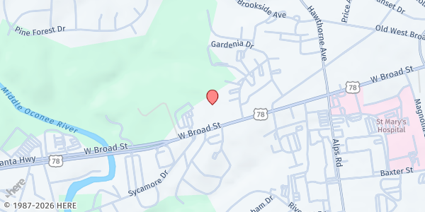 Map showing Beech Haven Baptist Church at 2390 W. Broad Street, Athens, GA