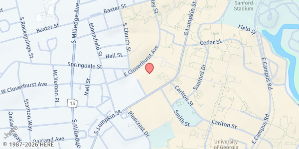 Map showing Campus Kitchen, UGA at 1242 1/2 S. Lumpkin street, Athens, GA