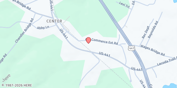 Map showing Center UMC (Iglesia Metodista Center) at 426 Old Commerce Extension Rd., Athens, GA
