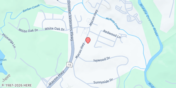 Map showing City of Refuge Athens at 8780 Macon Hwy., Athens, GA