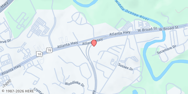 Map showing d at d, Athens, GA