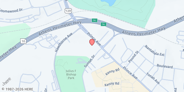 Map showing Designing Minds Enterprises INC at 2047 Prince Avenue, Athens, GA
