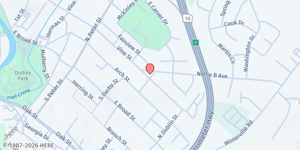 Map showing Feed My Sheep, LTD at 585 Vine St., Athens, GA