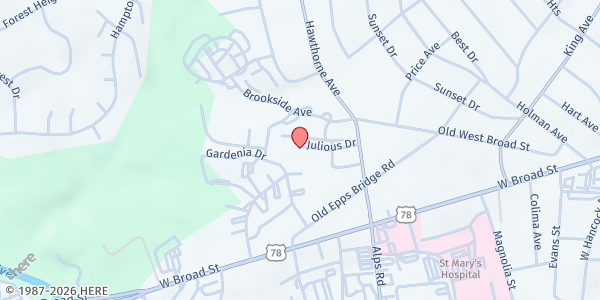 Map showing Feed My Sheep, LTD at 855 Sunset Dr Ste 11, Athens, GA