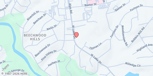 Map showing Holy Cross Lutheran Church at 800 W Lake Drive, Athens, GA