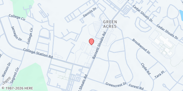 Map showing iServe Ministries - Athens Distribution at 2000 S. Barnett Shoals Rd., Athens, GA