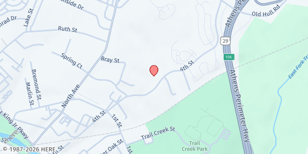 Map showing Joel E. Smilow Boys & Girls Club at 705 Fourth Street, Athens, GA