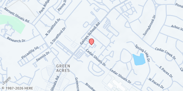 Map showing Juvenile Offender Advocate Inc. at 1135 Cedar Shoals Drive, Athens, GA