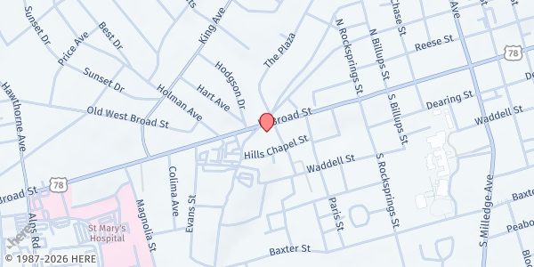 Map showing Love.Craft Athens at 1635 W Broad St, Athens, GA