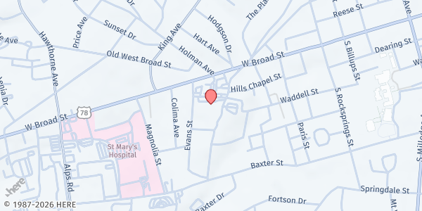 Map showing MedLink Classic City Health Center at 440-3 Dearing Ext, Athens, GA