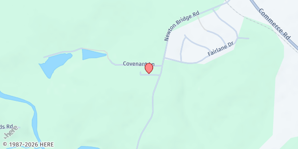 Map showing New Covenant Worship Center at 1425 Newton Bridge Rd., Athens, GA