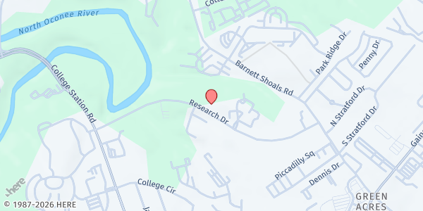 Map showing Northeast Georgia Area Agency on Aging at 305 Research Dr., Athens, GA