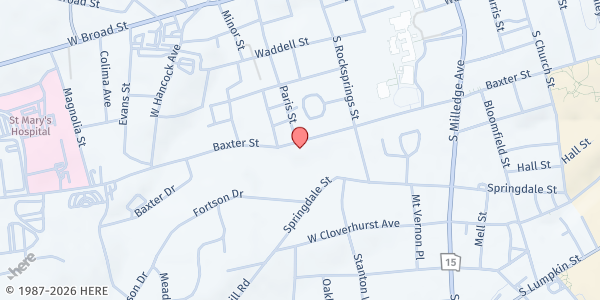Map showing Redeemed Christian Church of God - Amazing Grace Parish at 1037 Baxter St., Athens, GA