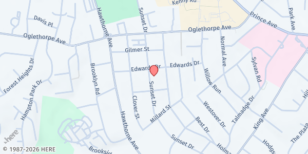 Map showing Sheriff's Foundation, Clarke County at 550 Sunset Drive, Athens, GA