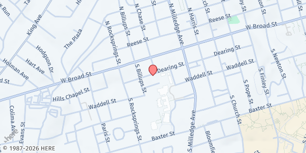 Map showing Soul Winner's Ministries at 615 Dearing St., Athens, GA