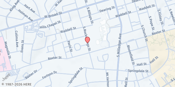 Map showing SUT X ECO Rock Springs Village Apartments at South Rocksprings Street, Athens, GA