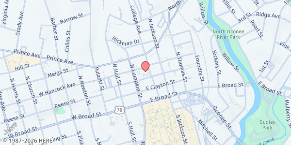 Map showing The Cancer Foundation, INC at PO Box 49309, Athens, GA