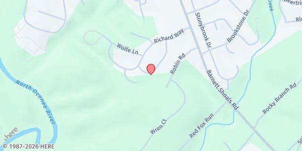 Map showing The Extended Table at 183 Arthur Circle, Athens, GA