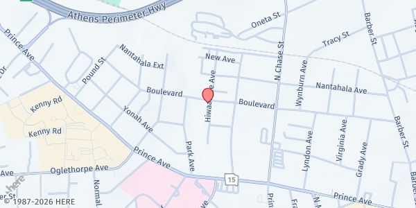 Map showing Women's Recovery Resources at 935 Boulevard, Athens, GA