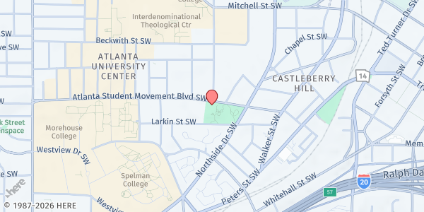 Map showing Flipper Temple AME Church at 580 Atlanta Student Movement Boulevard, Atlanta University Center, GA