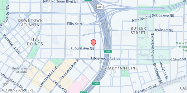 Map showing Big Bethel AME Church at 220 Auburn Avenue NE, Atlanta, GA