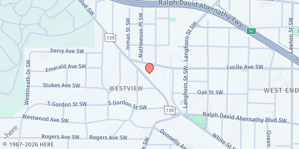 Map showing Calvary UMC at 1471 Ralph David Abernathy Blvd., Atlanta, GA