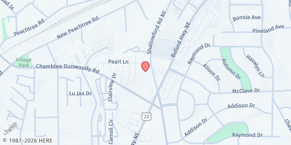 Map showing Center for Pan-Asian Community Services at 3510 Shallowford Road, Atlanta, GA