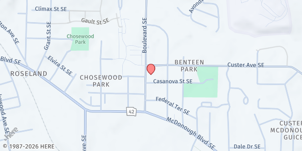 Map showing Church of Atlanta Lighthouse at 1380 Boulevard Southeast, Atlanta, GA