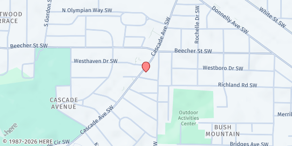 Map showing Community Church of God at 850 Cascade Ave. SW, Atlanta, GA