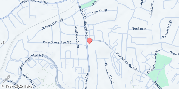 Map showing Contribute 2 America Food Co-op - Brookhaven UMC at 1366 N. Druid Hills Rd., Atlanta, GA