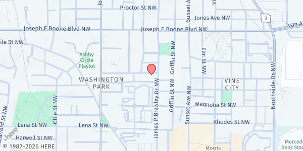 Map showing Feed the Hungry - Greater Bethany Baptist Church at 786 Thurmond St. NW, Atlanta, GA