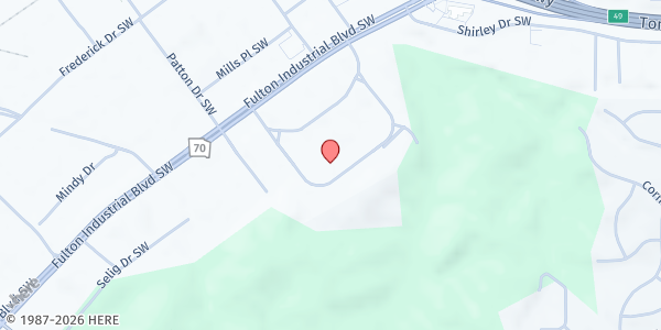 Map showing Feeding & Helping Georgians - Main Location at 4465 Commerce Circle Southwest, Atlanta, GA