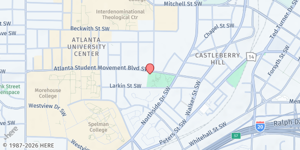 Map showing Flipper Temple AME Church at 580 Atlanta Student Movement Blvd SW, Atlanta, GA