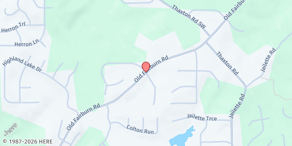 Map showing Friendship Community Church Food Pantry at 4141 Old Fairburn Road, Atlanta, GA