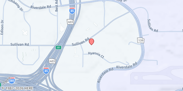 Map showing Global Helping Hands Charity Foundation Inc. - Main Location at 2000 Sullivan Road, Atlanta, GA