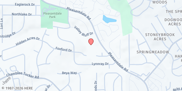 Map showing Grace Church International at 3434 Pleasantdale Rd., Atlanta, GA