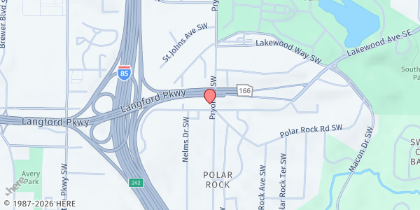 Map showing Greater Bethel AME Church at 2455 Lakewood Avenue, Atlanta, GA