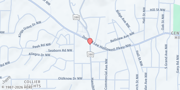 Map showing Greater Fairhill Baptist Church at 701 Hamilton E Holmes Drive Northwest, Atlanta, GA