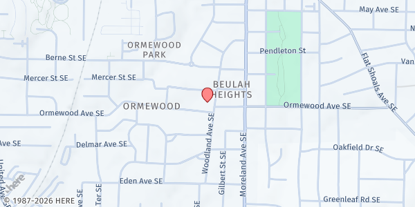 Map showing Holy Comforter Episcopal Church at 737 Woodland Ave. SE, Atlanta, GA
